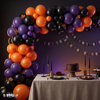 PMU Halloween Balloons 11 Inch Orange & Black Assortment Latex Pkg/100