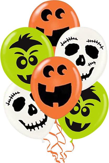 PMU Halloween Fun Faces Trio Balloons - Small Latex Balloons for Halloween Theme Parties, Trick-or-Treat & Party Favors Supplies - 12 Inch