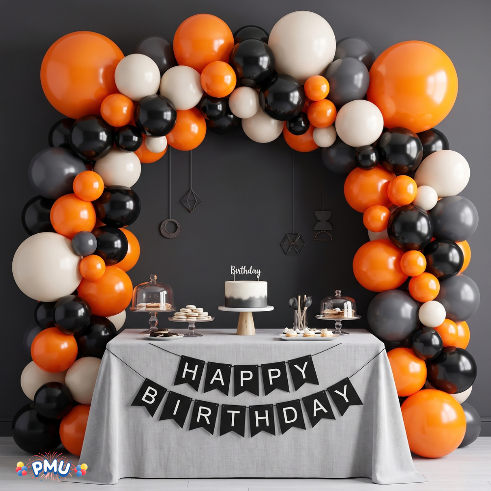 PMU Halloween Balloons 11 Inch Orange & Black Assortment Latex Pkg/100