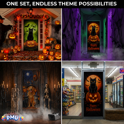 PMU 3 Pcs Halloween Door Cover, High-Definition Door Cover Halloween Decor
