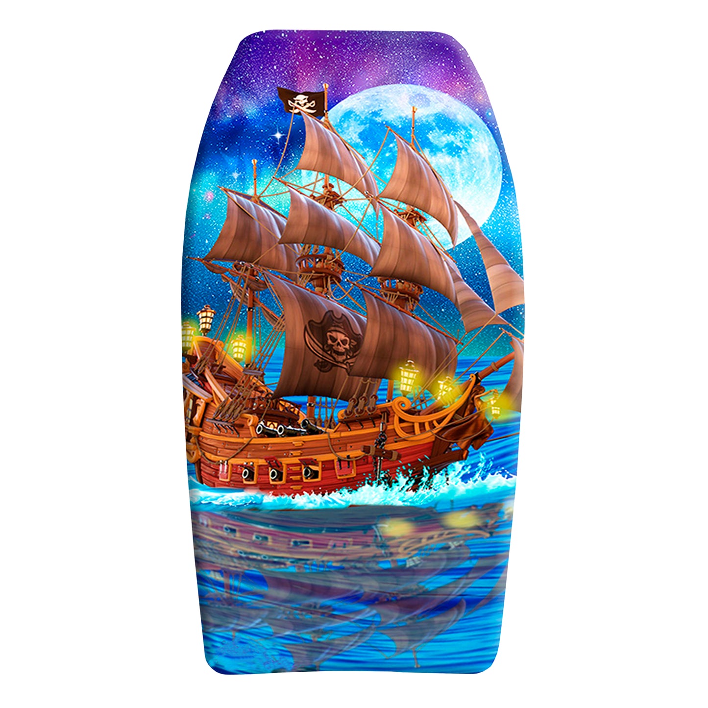 PMU 33-Inch Mermaid Graphics Printed Bodyboard - Lightweight Wrist Leash Slick Bottom Boogie Board for Beach, Sea & Pool - Surfing Board for Kids, Teens & Adults Pkg/1