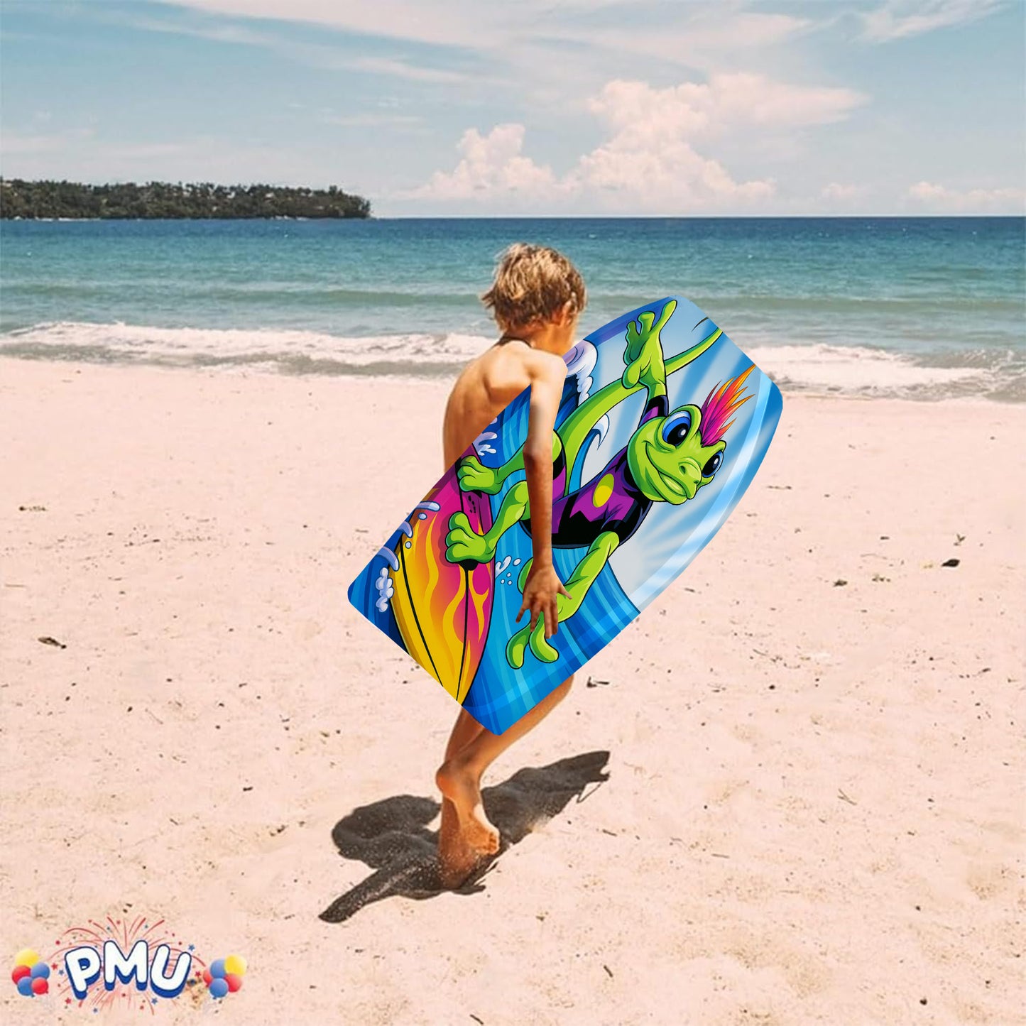PMU 33-Inch Mermaid Graphics Printed Bodyboard - Lightweight Wrist Leash Slick Bottom Boogie Board for Beach, Sea & Pool - Surfing Board for Kids, Teens & Adults Pkg/1