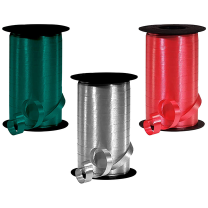 PMU Christmas Curling Ribbon Assortment Pack of 3 Rolls Hunter Green, Red & White; Holiday Party Crafts Supplies Decorations, Birthday Party Decorations, Festival Art Craft & Christmas Décor 3/8 Inch X 250 Yards