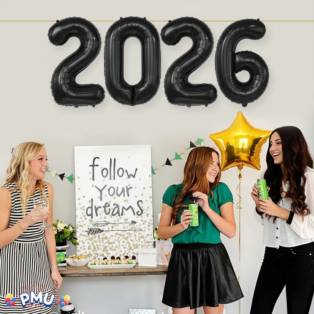 PMU New Year's Eve Party "2026" 16inch, 30inch, & 40inch in Number Mylar Balloons 2026 New Year, Graduation, Birthday, Special Events Accessories Party Celebration (4/pkg) Pkg/1