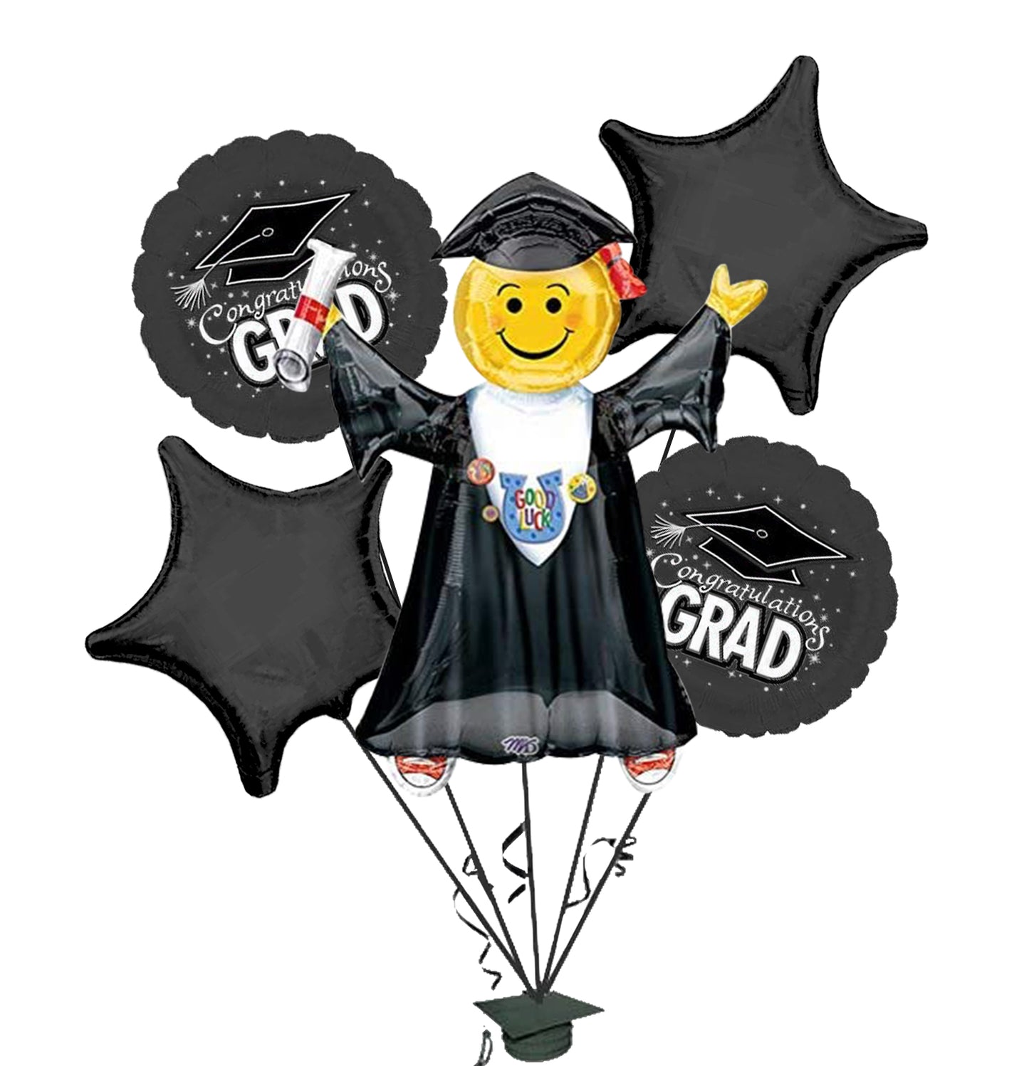 PMU Graduation Jumping Smiley Grad Balloon Bouquet (5/Pkg) Pkg/1