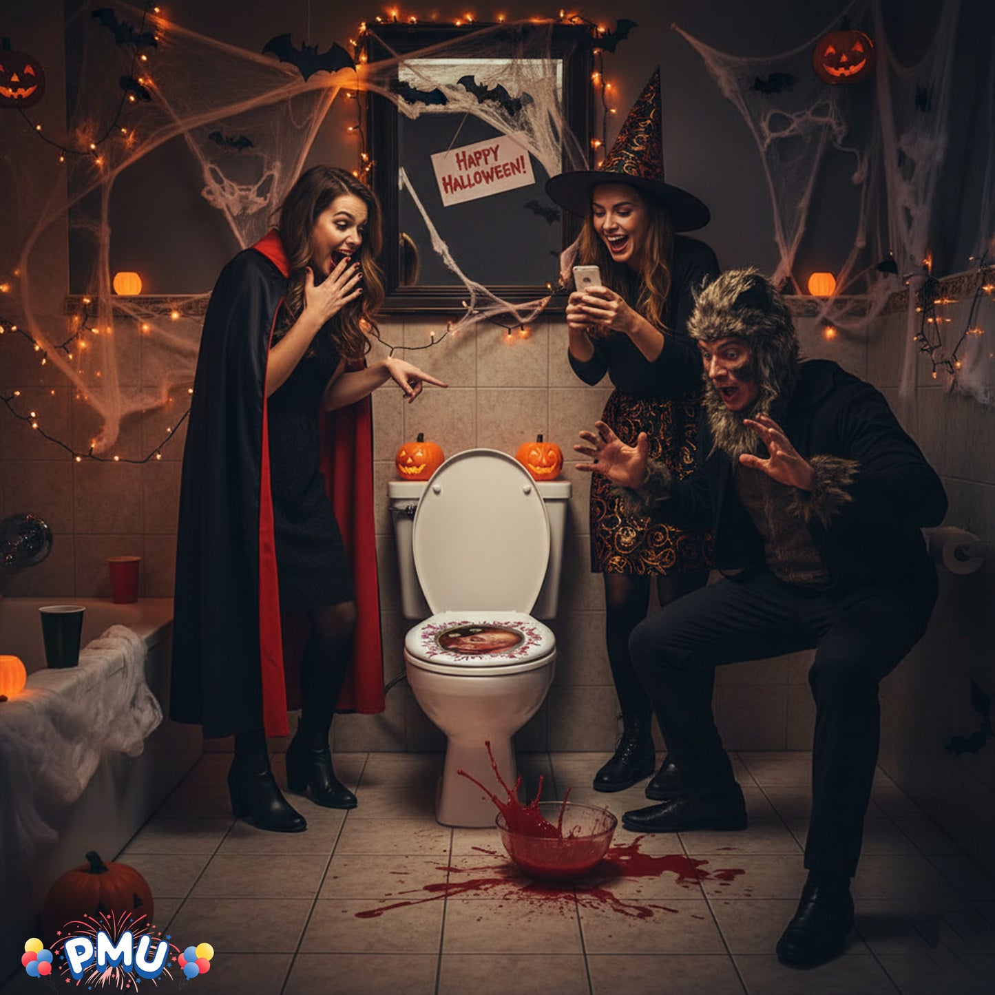 PMU Halloween Party Decoration Accessory Bloody Rat Toilet Seat Cover 12in x 17in Party Accessory (1/pkg) Pkg/1