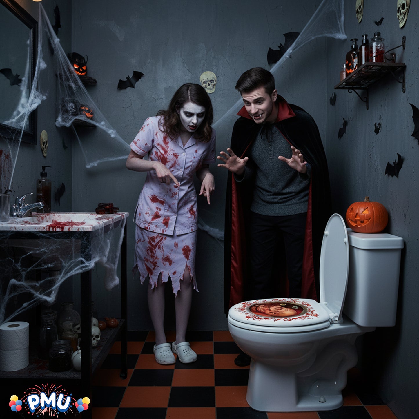 PMU Halloween Party Decoration Accessory Bloody Rat Toilet Seat Cover 12in x 17in Party Accessory (1/pkg) Pkg/1