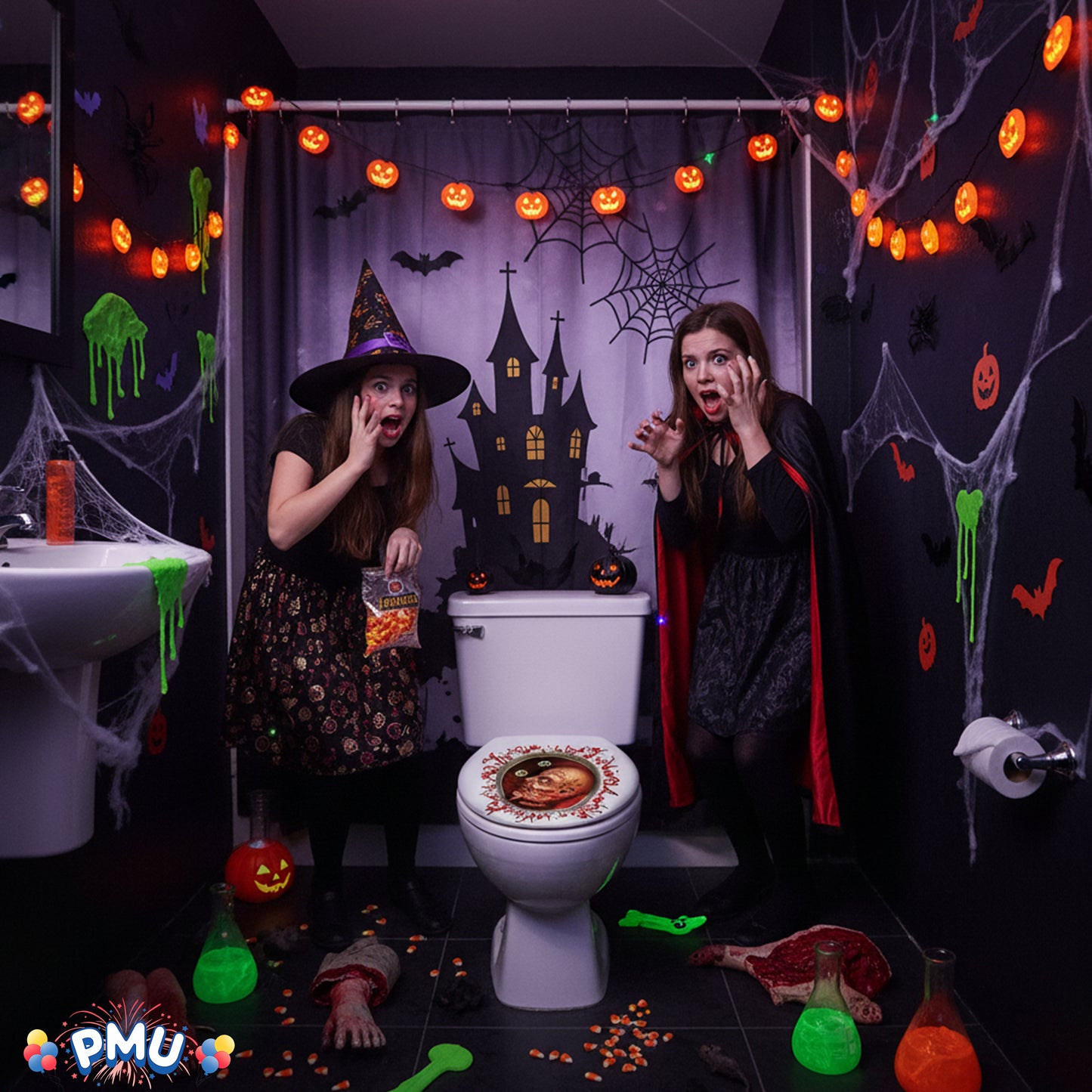 PMU Halloween Party Decoration Accessory Bloody Rat Toilet Seat Cover 12in x 17in Party Accessory (1/pkg) Pkg/1