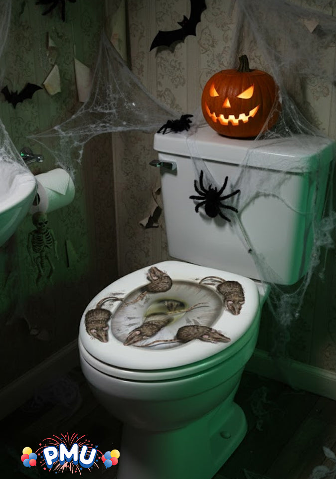 PMU Halloween Party Decoration Accessory Bloody Rat Toilet Seat Cover 12in x 17in Party Accessory (1/pkg) Pkg/1