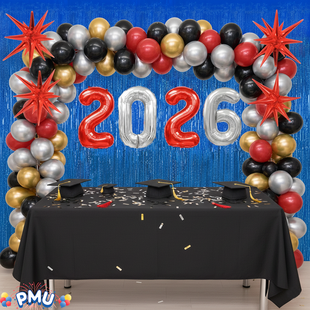 PMU 2026 Graduation - New Years Balloons Curtain Backdrop Party Kit Decorations