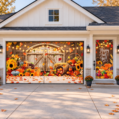 2Pc Set Thanksgiving Garage Door Cover High-Definition Thanksgiving Décor