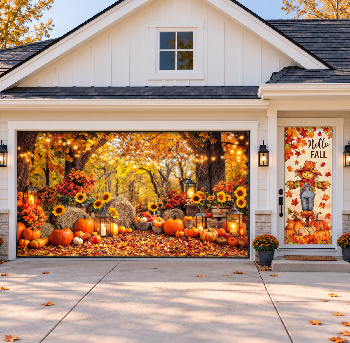 2Pc Set Thanksgiving Garage Door Cover High-Definition Thanksgiving Décor