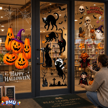 PMU PMU 13 Set Halloween Window Clings, Window Decals, Scary Halloween Decor