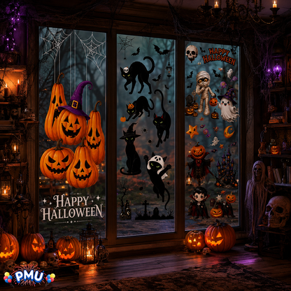 PMU PMU 13 Set Halloween Window Clings, Window Decals, Scary Halloween Decor