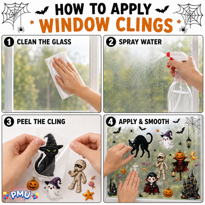 PMU PMU 13 Set Halloween Window Clings, Window Decals, Scary Halloween Decor