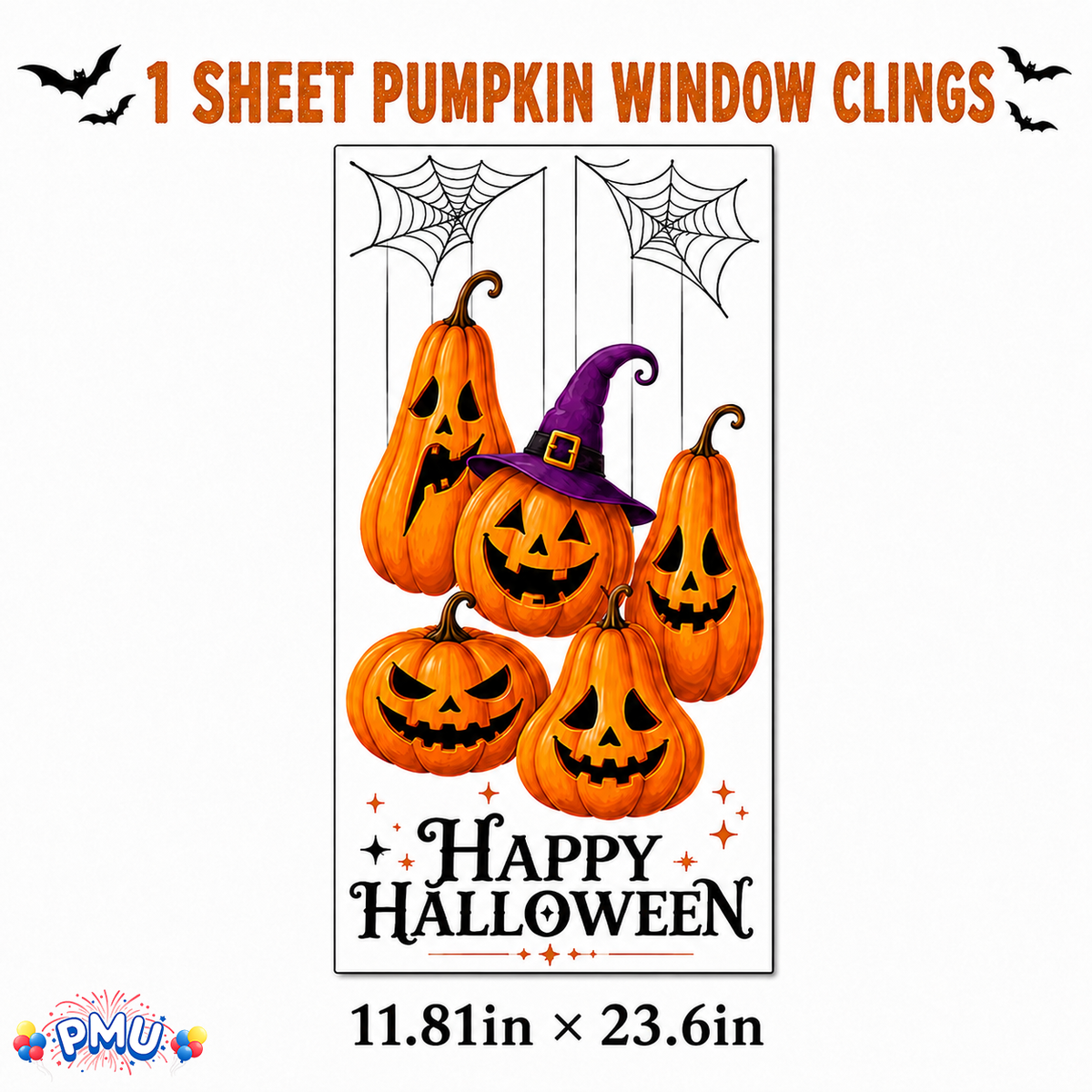 PMU PMU 13 Set Halloween Window Clings, Window Decals, Scary Halloween Decor