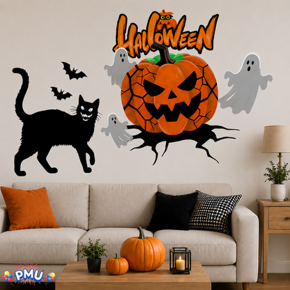 PMU 7 Sheet Halloween Wall Stickers, High-Definition Wall Decal Halloween Decor