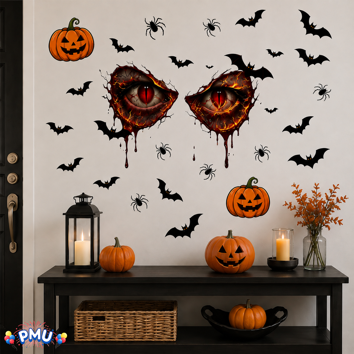PMU 7 Sheet Halloween Wall Stickers, High-Definition Wall Decal Halloween Decor
