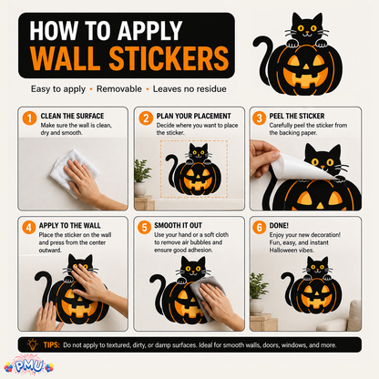 PMU 7 Sheet Halloween Wall Stickers, High-Definition Wall Decal Halloween Decor