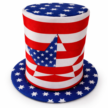 PMU Memorial Day Patriotic Stars & Stripes Top Hat - Red White & Blue Hair Accessory for Women & Men, 4th of July Decoration, Patriotic Accessories for Holidays Veterans & Independence Day