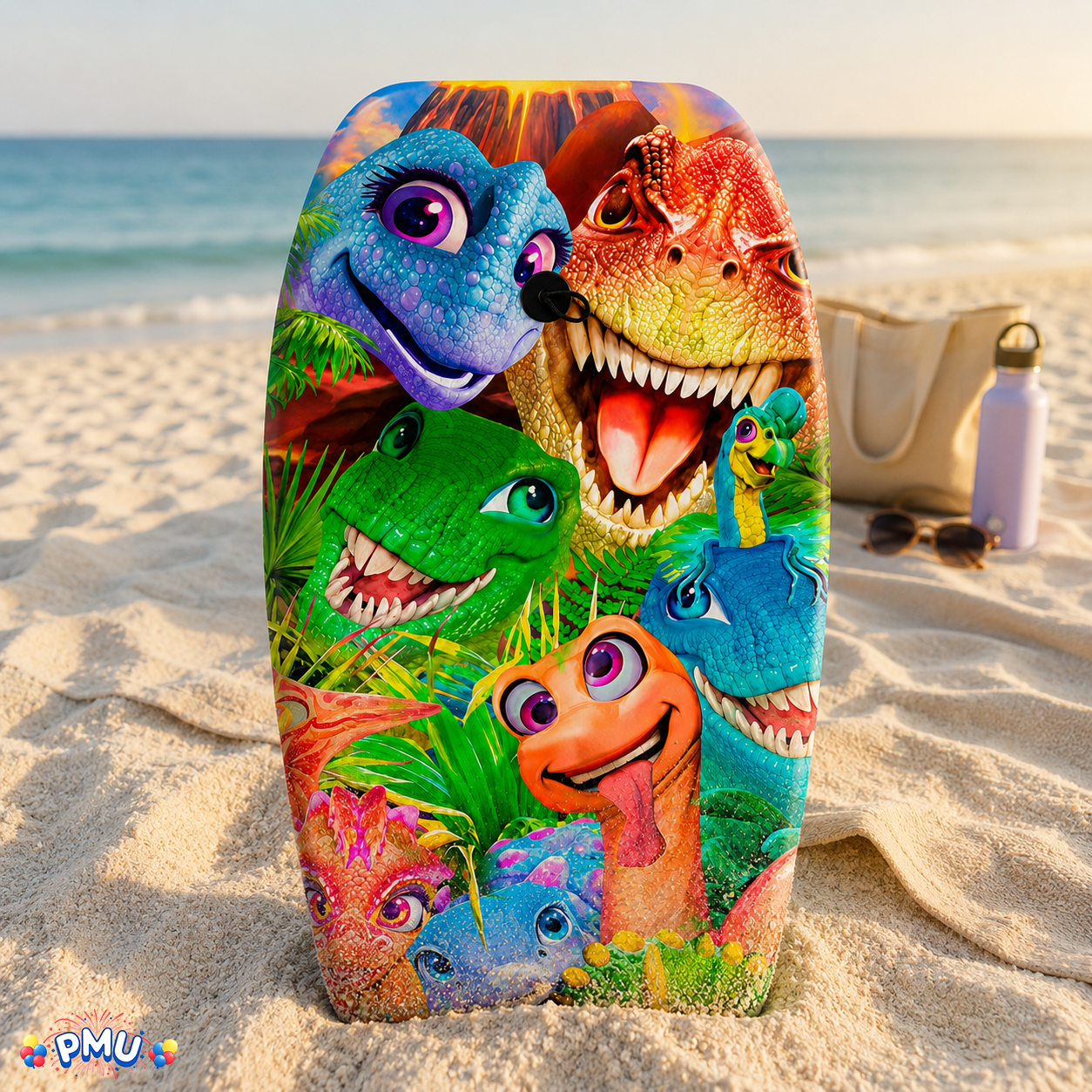 PMU 26 Inch Graphics Printed Bodyboard - Lightweight Wrist Leash Slick Bottom Boogie Board for Beach, Sea & Pool - Surfing Board for Kids, Teens & Adults Wave Conditions  Pkg/1