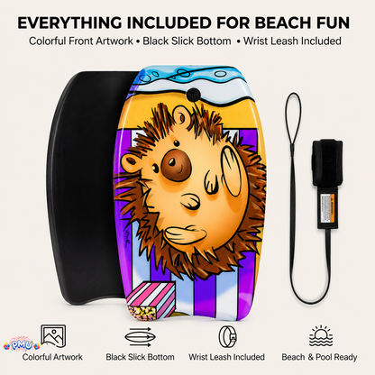 PMU 26 Inch Graphics Printed Bodyboard - Lightweight Wrist Leash Slick Bottom Boogie Board for Beach, Sea & Pool - Surfing Board for Kids, Teens & Adults Wave Conditions  Pkg/1