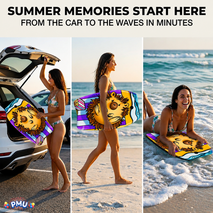 PMU 26 Inch Graphics Printed Bodyboard - Lightweight Wrist Leash Slick Bottom Boogie Board for Beach, Sea & Pool - Surfing Board for Kids, Teens & Adults Wave Conditions  Pkg/1