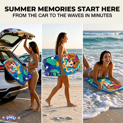 PMU 26 Inch Graphics Printed Bodyboard - Lightweight Wrist Leash Slick Bottom Boogie Board for Beach, Sea & Pool - Surfing Board for Kids, Teens & Adults Wave Conditions  Pkg/1