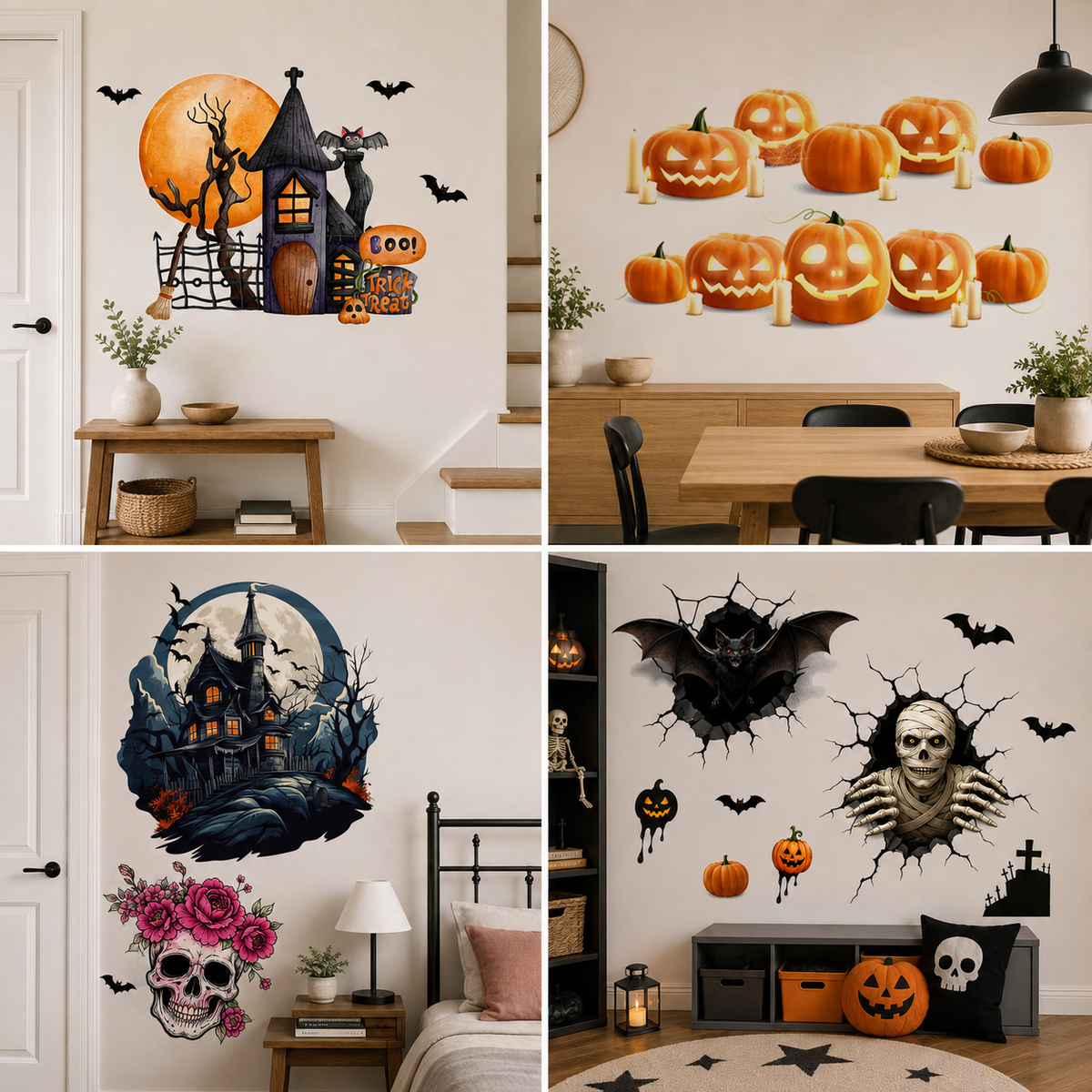 PMU 7 Sheet Halloween Wall Stickers, High-Definition Wall Decal Halloween Decor
