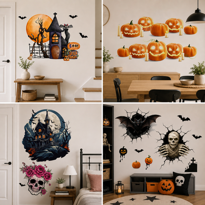 PMU 7 Sheet Halloween Wall Stickers, High-Definition Wall Decal Halloween Decor