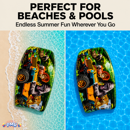 PMU 26 Inch Graphics Printed Bodyboard - Lightweight Wrist Leash Slick Bottom Boogie Board for Beach, Sea & Pool - Surfing Board for Kids, Teens & Adults Wave Conditions  Pkg/1