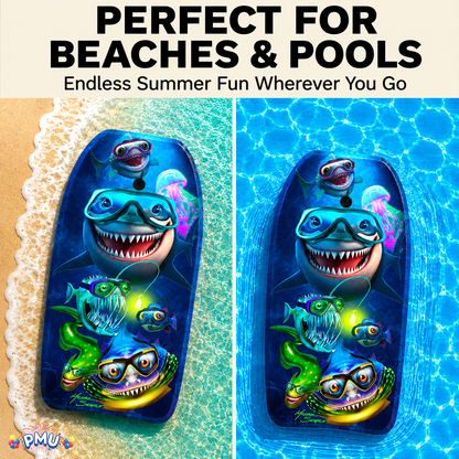 PMU 33 Inch Printed Bodyboard - Lightweight Wrist Leash Slick Bottom Boogie Board for Beach, Sea & Pool - Surfing Board for Kids, Teens & Adults Wave Conditions Pkg/1