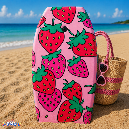 PMU 33 Inch Printed Bodyboard - Lightweight Wrist Leash Slick Bottom Boogie Board for Beach, Sea & Pool - Surfing Board for Kids, Teens & Adults Wave Conditions Pkg/1