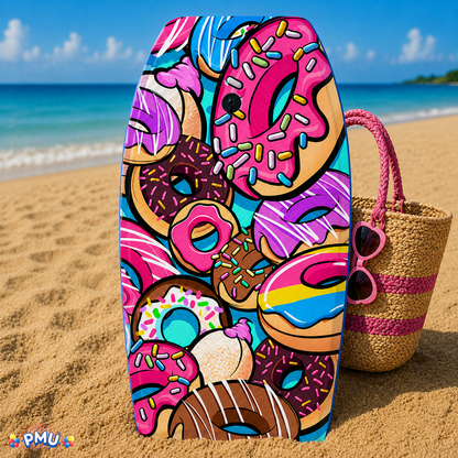 PMU 33 Inch Printed Bodyboard - Lightweight Wrist Leash Slick Bottom Boogie Board for Beach, Sea & Pool - Surfing Board for Kids, Teens & Adults Wave Conditions Pkg/1