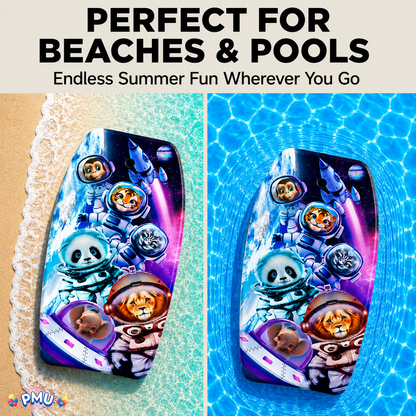 PMU 33 Inch Printed Bodyboard - Lightweight Wrist Leash Slick Bottom Boogie Board for Beach, Sea & Pool - Surfing Board for Kids, Teens & Adults Wave Conditions Pkg/1