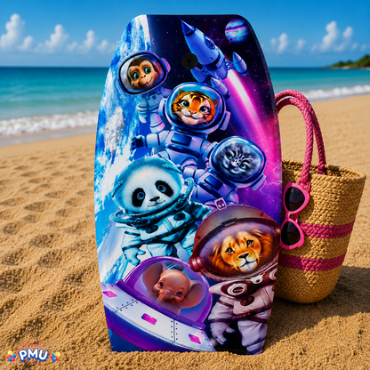 PMU 33 Inch Printed Bodyboard - Lightweight Wrist Leash Slick Bottom Boogie Board for Beach, Sea & Pool - Surfing Board for Kids, Teens & Adults Wave Conditions Pkg/1