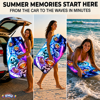 PMU 33 Inch Printed Bodyboard - Lightweight Wrist Leash Slick Bottom Boogie Board for Beach, Sea & Pool - Surfing Board for Kids, Teens & Adults Wave Conditions Pkg/1