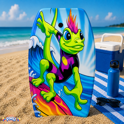 PMU 33 Inch Printed Bodyboard - Lightweight Wrist Leash Slick Bottom Boogie Board for Beach, Sea & Pool - Surfing Board for Kids, Teens & Adults Wave Conditions Pkg/1