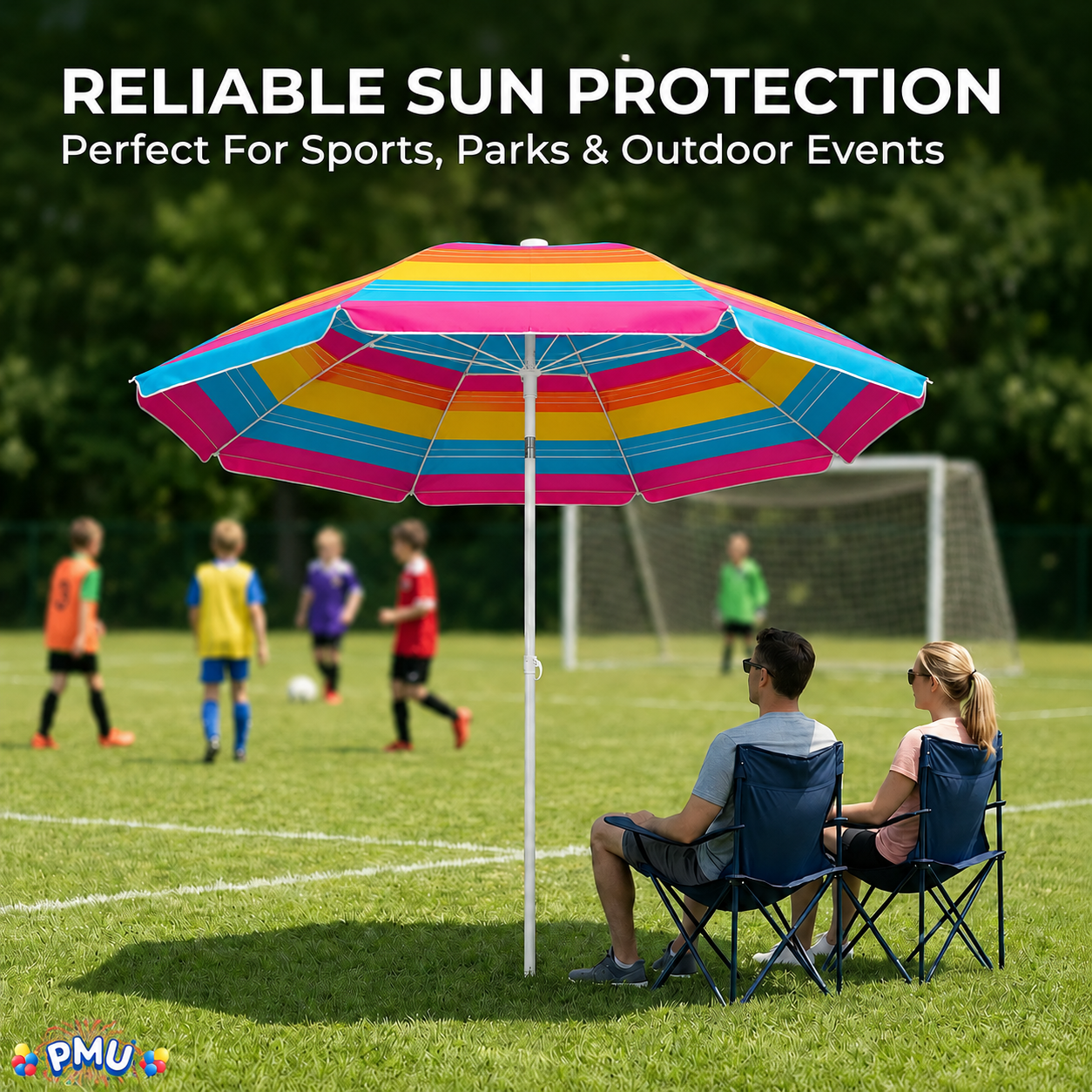 Beach Umbrella 6ft Opens to 72in Multicolor Beach Parasol with Carrying Sleeve