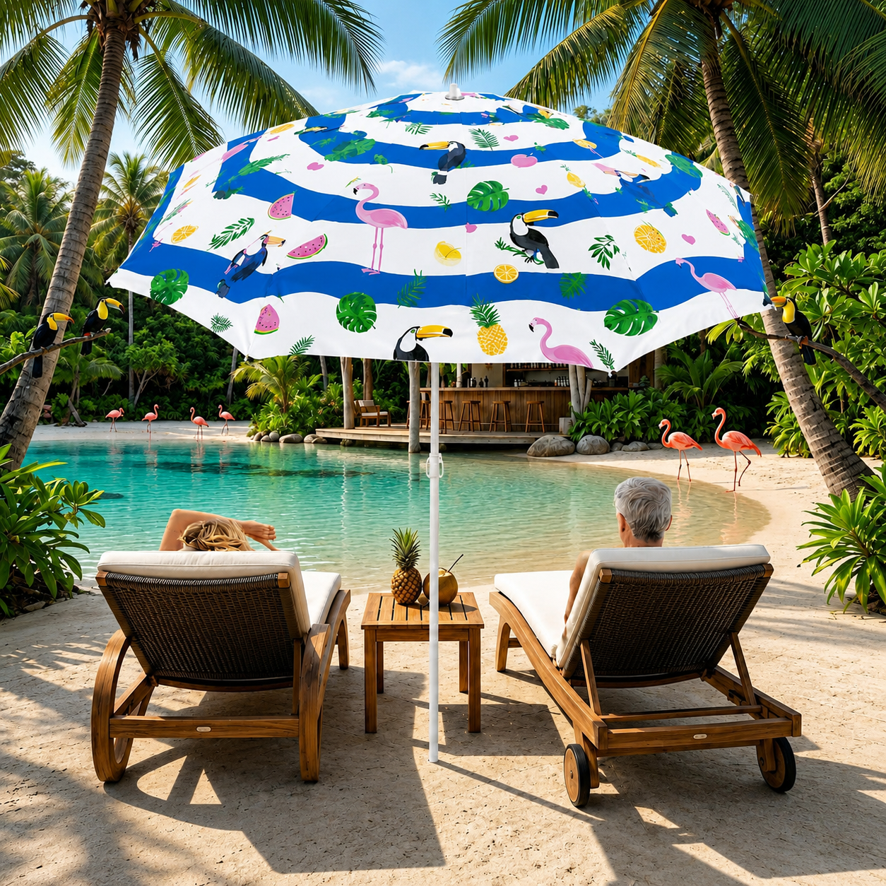 Beach Umbrella 6ft Opens to 72in Multicolor Beach Parasol with Carrying Sleeve