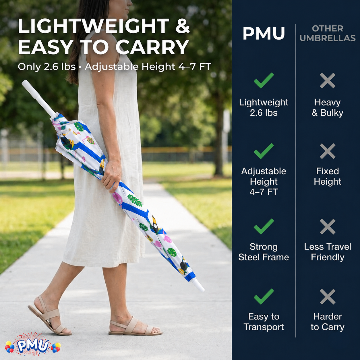 Beach Umbrella 6ft Opens to 72in Multicolor Beach Parasol with Carrying Sleeve