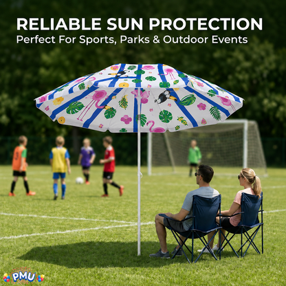 Beach Umbrella 6ft Opens to 72in Multicolor Beach Parasol with Carrying Sleeve