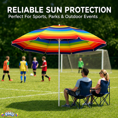 Beach Umbrella 6ft Opens to 72in Multicolor Beach Parasol with Carrying Sleeve