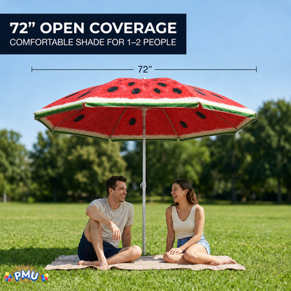 Beach Umbrella 6ft Opens to 72in Multicolor Beach Parasol with Carrying Sleeve