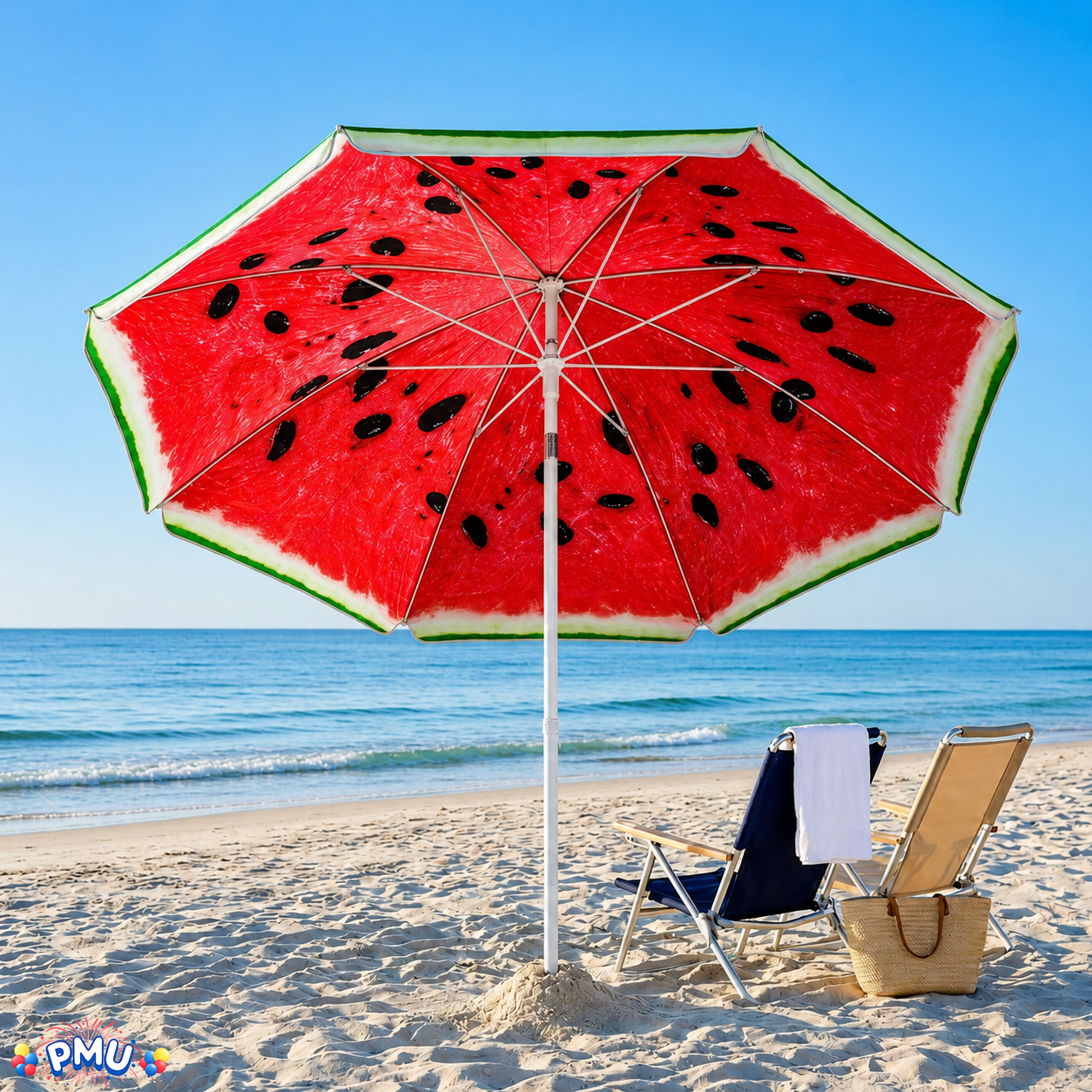Beach Umbrella 6ft Opens to 72in Multicolor Beach Parasol with Carrying Sleeve