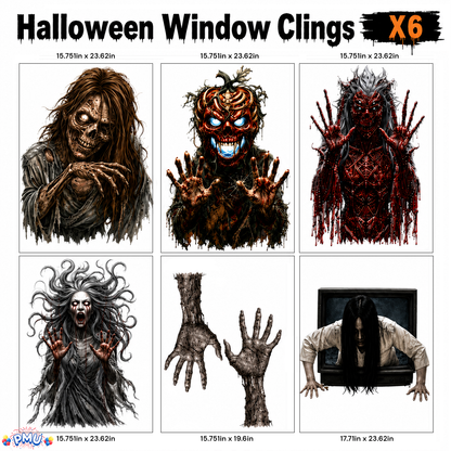 PMU PMU 13 Set Halloween Window Clings, Window Decals, Scary Halloween Decor