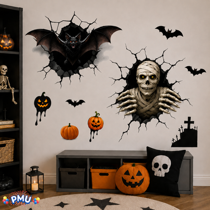 PMU 7 Sheet Halloween Wall Stickers, High-Definition Wall Decal Halloween Decor