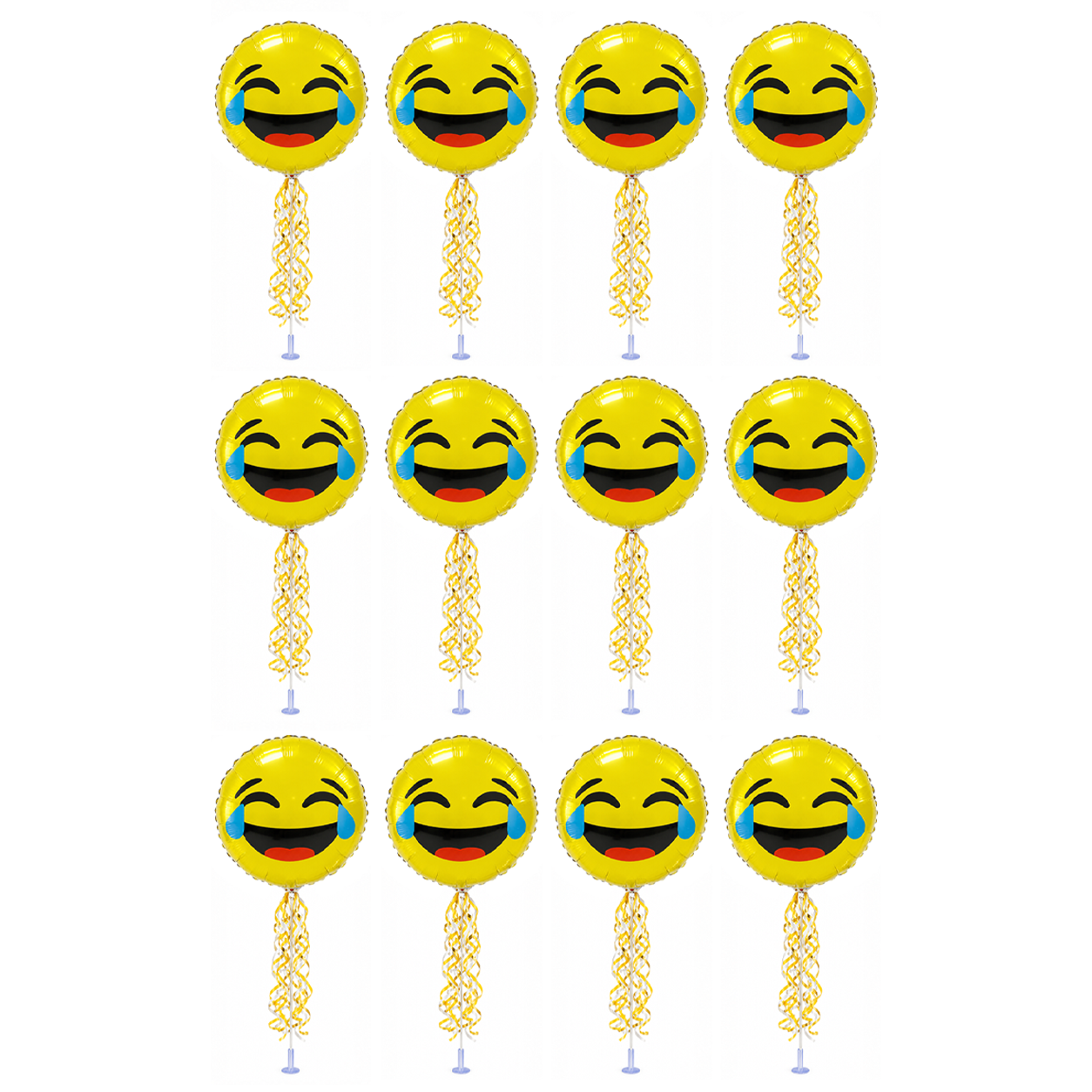 PMU 9 inch Pre-Inflated Emoji and Patriotic Balloons with Stick