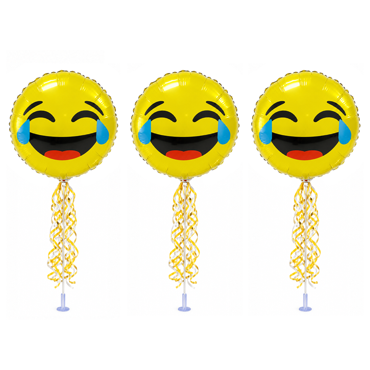 PMU 9 inch Pre-Inflated Emoji and Patriotic Balloons with Stick