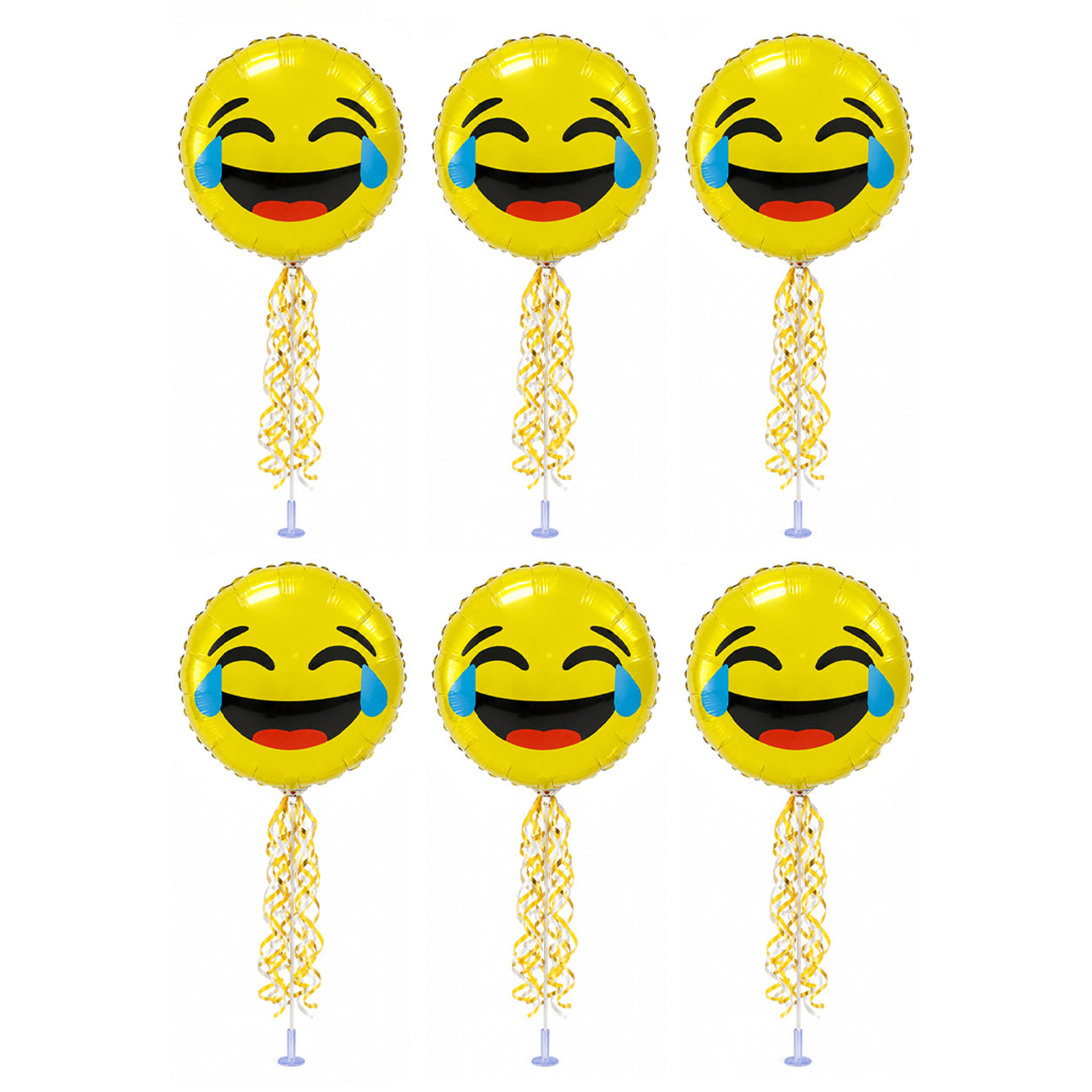 PMU 9 inch Pre-Inflated Emoji and Patriotic Balloons with Stick